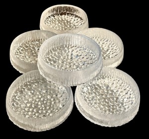 lot 53R image: Set of 6 Vintage Iittala Textured Glass Snack Bowls