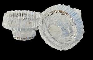 lot 62R image: Set of 3 Vintage Tapio Wirkkala Iittala Ice Glass Candle Holders Finland