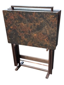 lot 21 image: Set of 4 Vintage TV Trays with Stand