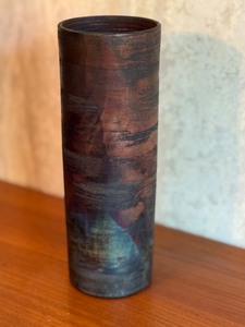 lot 27 image: Raku Fired Pottery Vase, 11 Inch Tall, Signed