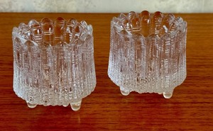 lot 79R image: Pair of Vintage Iittala Ultima Thule Candleholders, 3 Inch Tall