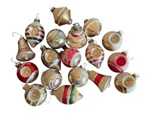 lot 80R image: Lot of 18 Vintage Shiny Brite Glass Christmas Ornaments