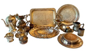 lot 92R image: Assorted Vintage Silver Plate Collection including Reed and Barton Holiday