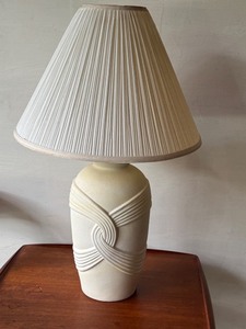 lot 94 image: 31-Inch Textured Ceramic Table Lamp with Pleated Shade