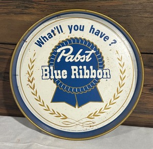 lot 29 image: Vintage Pabst Blue Ribbon Beer Metal Serving Tray