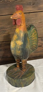lot 30 image: Decorative Wooden Rooster Figurine