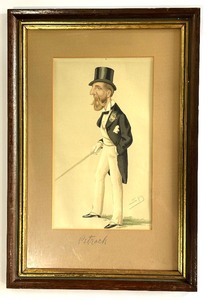 lot 150 image: Vintage Vanity Fair Caricature Framed Print Titled Petrarch Depicting George Robert Hay-Drummond, Viscount Dupplin, Later the 13th Eral of Kinnoull