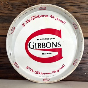 lot 149 image: Vintage Collectable Beer Serving Tray Premium Gibbons Beer if its Gibbons...its Good Red and White