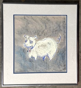 lot 67 image: Framed Artwork of White Pig by Philop