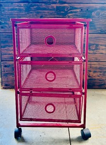 lot 97 image: Three Drawer Metal Rolling Storage Cart