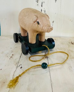 lot 47 image: Wooden Pig Pull Toy