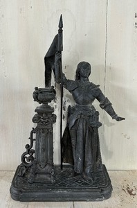 lot 53 image: Metal Joan of Arc Statue with Flag