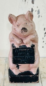 lot 54 image: Vintage Metal Pig Piggy Bank