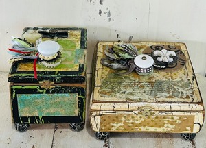lot 55 image: Artisan Created Decorated Cigar Boxes