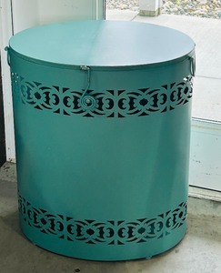 lot 56 image: Metal Hamper with Decorative Cutout Design