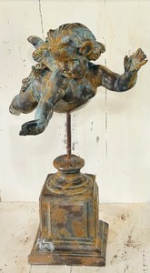 lot 57 image: Cherub Sculpture on Decorative Pedestal