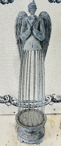 lot 83 image: 23-Inch Metal Angel Garden Statue with Heart