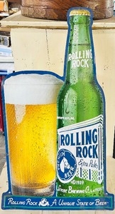 lot 86 image: Plastic Rolling Rock Beer Sign