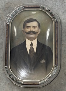 lot 182 image: Vintage Portrait Print with Convex Glass