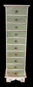 lot 204 image: Distressed Ten Drawer Lingerie Chest