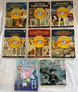 lot 252 image: Activity Books on Classic Posters Clip Art, Art of Tarot Cards Clip Art, Alice in Wonderland Paper Dolls, Steampunk Source Book and More