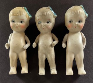 lot 253 image: Three Antique Bisque Porcelain Dolls with Jointed Arms