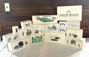lot 104A image: Department 56 Village Accessories including The Old Puppeteer, Horse Drawn Squash Cart, Chelsea Market Fish Monger & Cart, Winter Sleigh Ride and More