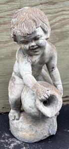 lot 237A image: Cement Boy with Jug Cement Statue