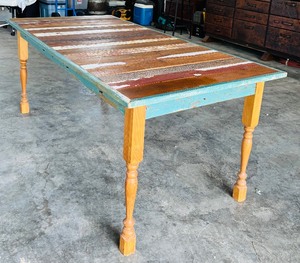 lot 5A image: Rustic Wooden Dining Table with Distressed Finish