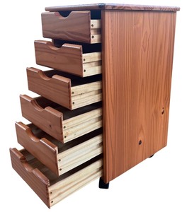 lot 308 image: Wooden 6-Drawer Storage Cabinet on Wheels, 26 Inch Tall
