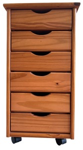 lot 307 image: Wooden 6-Drawer Storage Cabinet on Wheels, 26 Inch Tall