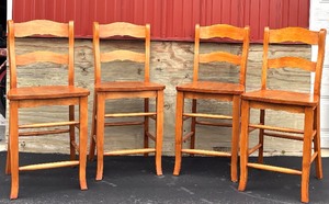 lot 300B image: Set of 4 Wooden Counter Height Chairs 24 Inch Seat