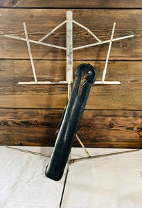 lot 299 image: Metal Adjustable Music Stand with Leather Carrying Case