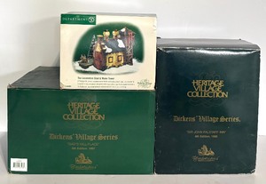 lot 239 image: Dept 56 Charles Dickens Heritage Including Sir John Fallstaff Inn, Gads Hill Place and The Locomotive Shed & Water