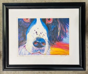 lot 228 image: Framed Canvas Print of English Springer Spaniel Emma by DawgArt (Alicia VanNoy Call), Titled The Bug