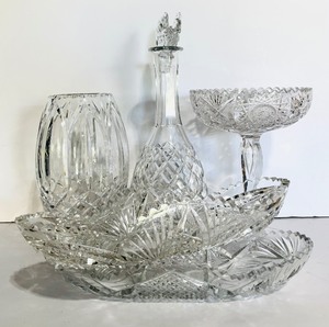 lot 223 image: Beautiful Crystal Decanter, Candy Dish, Vase and More