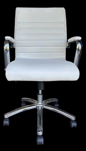 lot 352 image: Modern White Office Chair with Chrome Frame and Casters