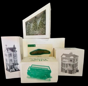 lot 353 image: Department 56 Village Collectibles Assortment with Stone Trestle Bridge and Accessories