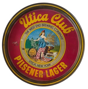 lot 358 image: Utica Club Pilsener Lager 10.75-Inch Vintage Beer Tray