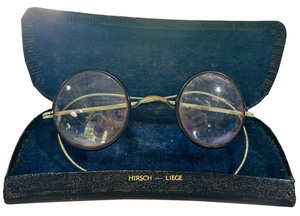 lot 76B image: Antique Round Eyeglasses with Metal Frames and Case