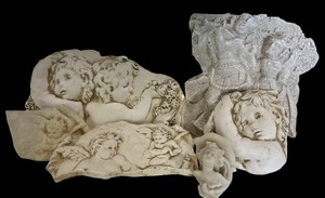lot 367 image: Collection of 4 Antique-Style Cherub Wall Plaques
