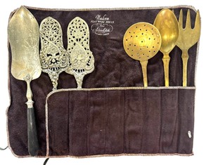 lot 370 image: Set of 6 Vintage Ornate Serving Utensils with Decorative Handles