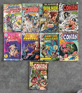 lot 333A image: Lot of 9 Vintage Marvel and DC Comic Books Including Conan, Iron Man, Beowulf, and More