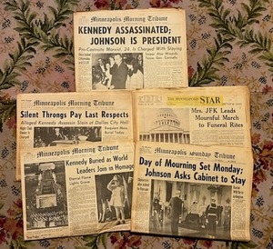 lot 19 image: John F. Kennedy Assassination Newspapers - 1963 Minneapolis Morning Tribune, The Minneapolis Star, and Minneapolis Sunday Tribune