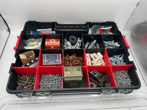 lot 40 image: TOOL SHOP Plastic Hardware Case with Assorted Hardware