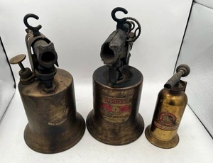 lot 42 image: Three Vintage Brass Blow Torches - Lenk, Turner