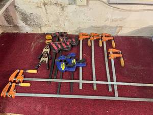lot 44 image: Clamp Lot - (2) Jorgensen #3736, (1) Jorgensen #3712, (3) Jorgensen #3718, and Irwin Quick-Grips