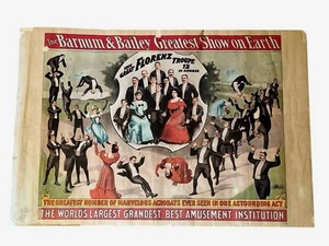lot 60 image: RARE 1904 Ringling Bros. Barnum & Bailey Circus Poster Greatest Show On  Earth (The Great FLORENZ TROUPE 12 IN NUMBER) - 16.75 x 24.75