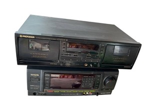 lot 105 image: Vintage PIONEER Stereo Double Cassette Deck (CT-W504R) & AIWA Digital Audio System (AV-X220)