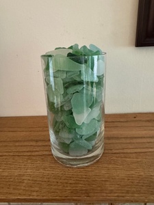 lot 17 image: Glass Vase Filled with Assorted Sea Glass Pieces